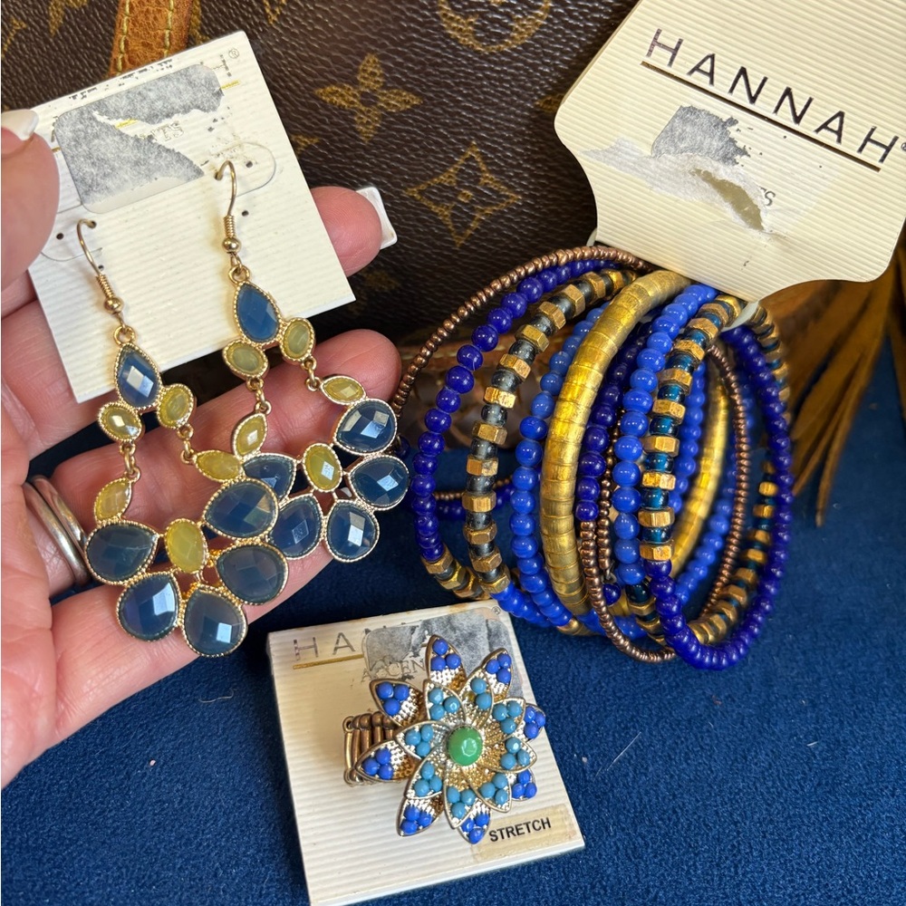 3pc Blue and Gold New Matching Jewelry